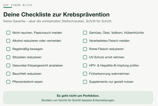 checkliste krebs vorbeugung